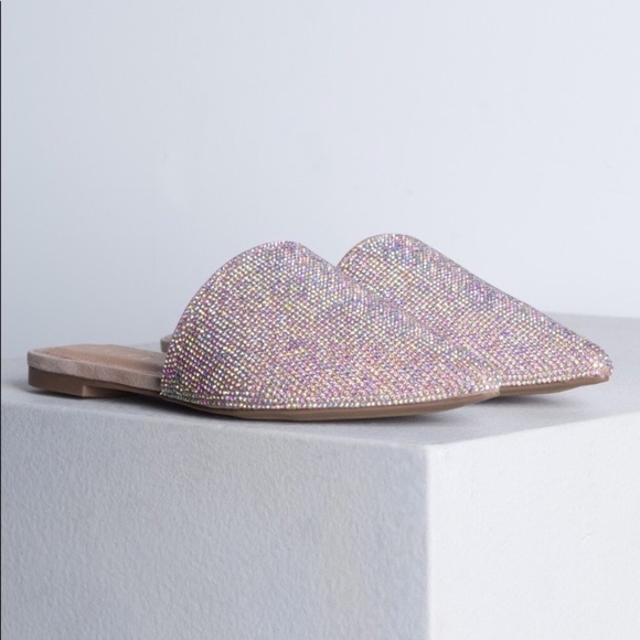 🔥New🔥 Rhinestone Pointy Toe Nude Flats. - Picture 4 of 8